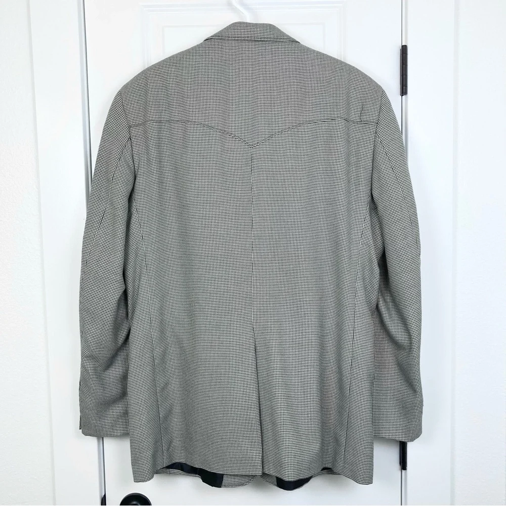 Circle S Western Sport Coat Plano Donegal‎ Jacket Black White Houndstooth 46 R - Picture 5 of 9